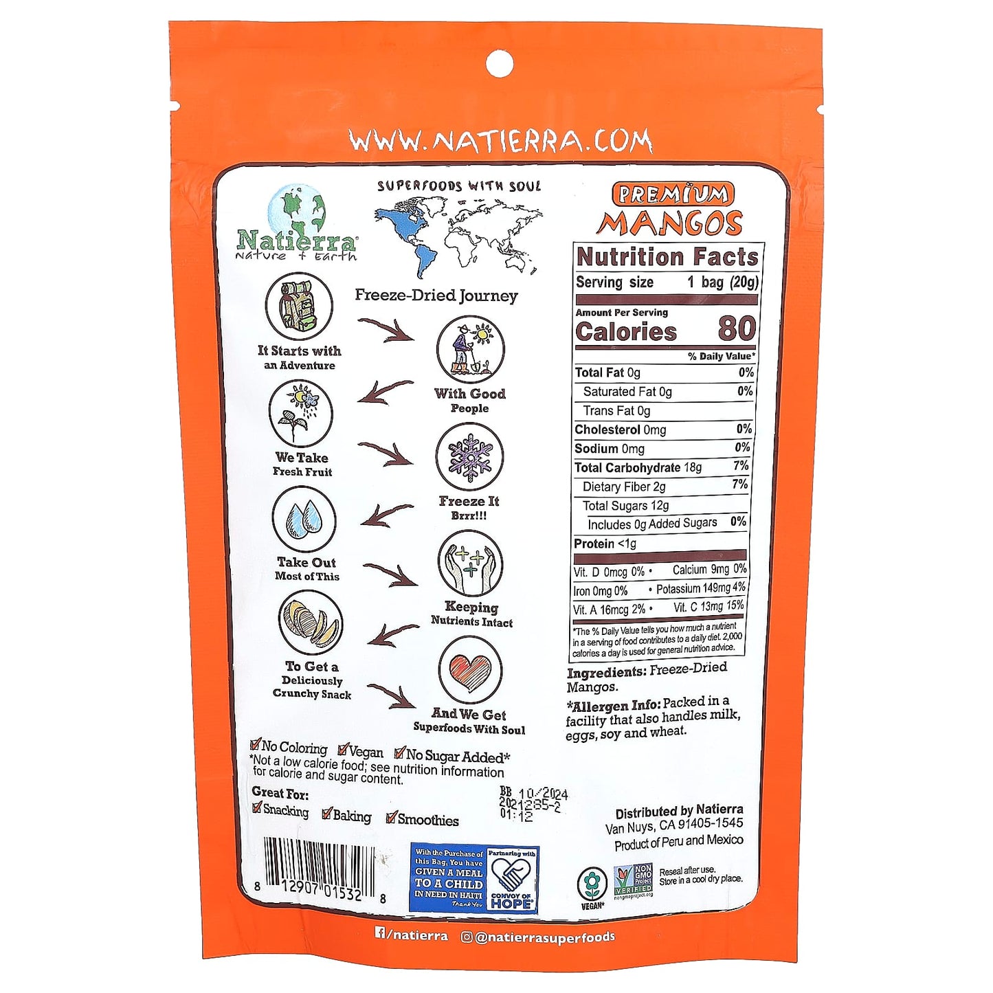 Natierra, Premium Freeze-Dried Mangos, 0.7 oz (20 g) - Image 2