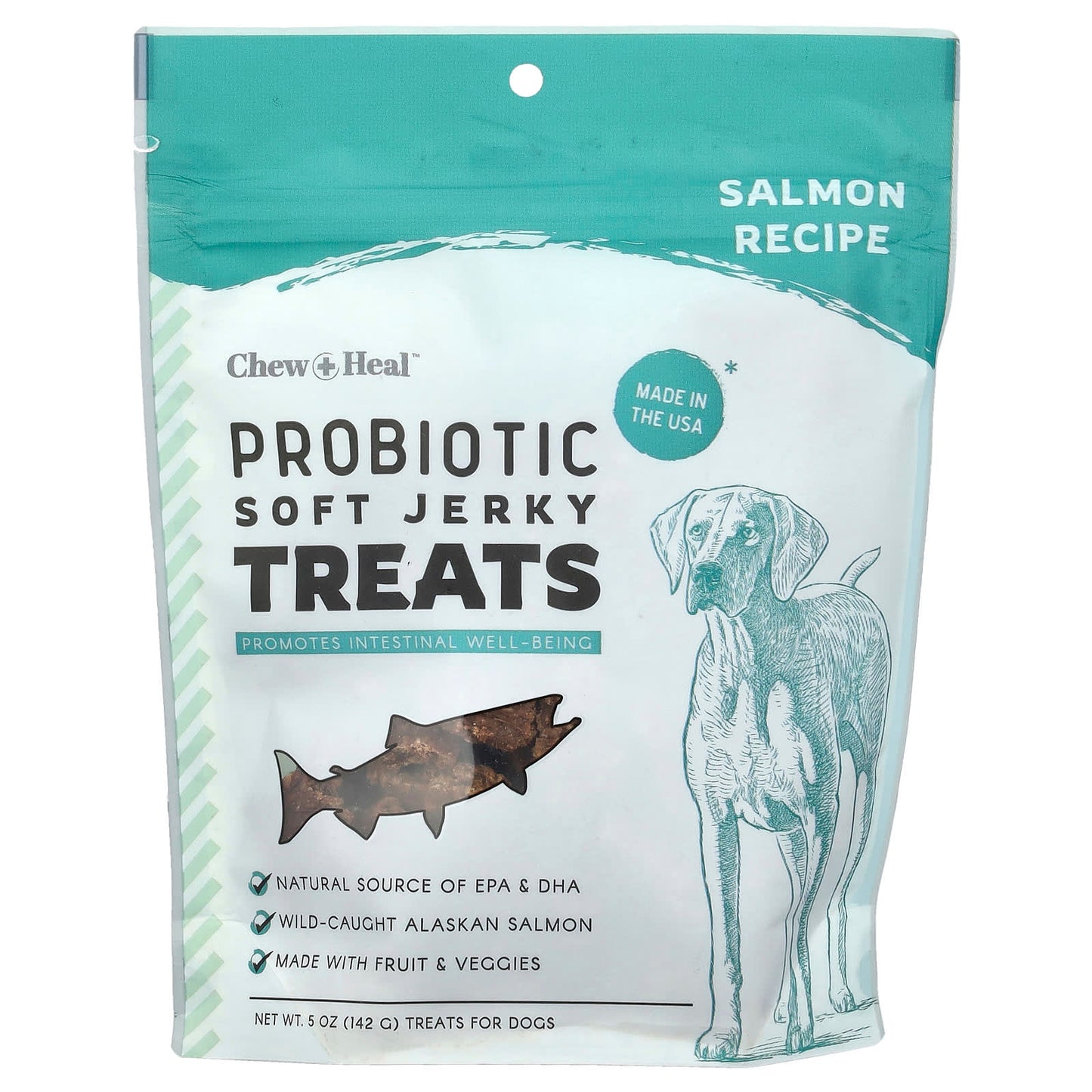 Wild-Caught Salmon Probiotic Soft Jerky Treats for Dogs - Chew + Heal - Image 1