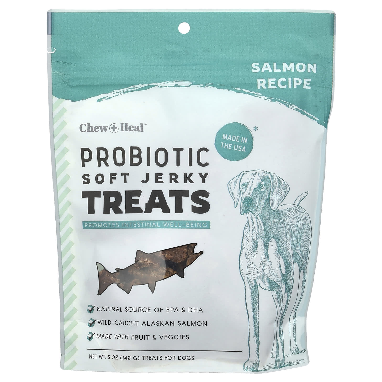 Wild-Caught Salmon Probiotic Soft Jerky Treats for Dogs - Chew + Heal - Image 1