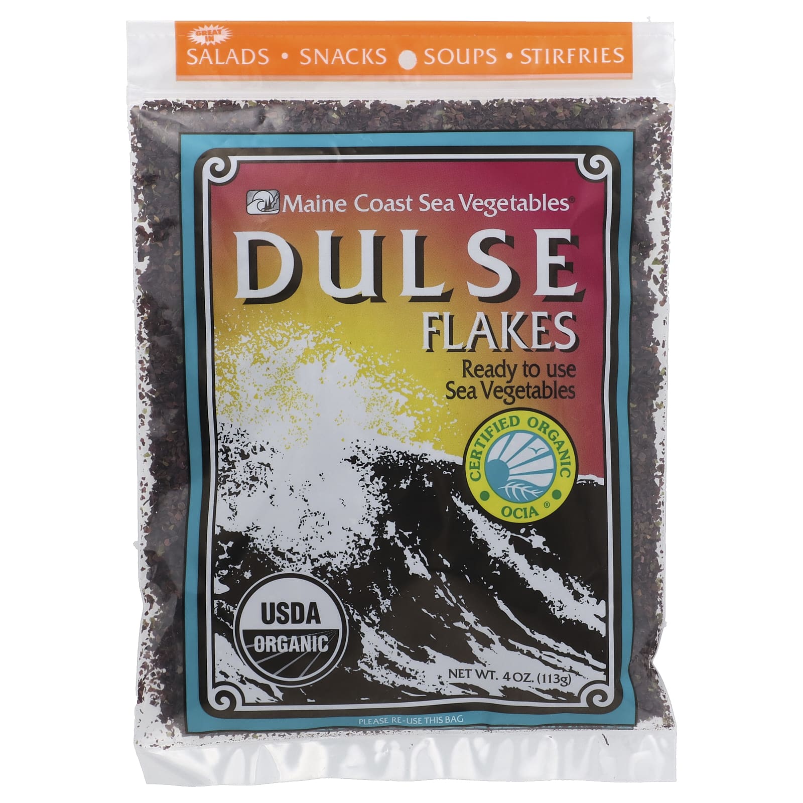 Maine Coast Sea Vegetables, Dulse Flakes, 4 oz (113 g) - Image 1