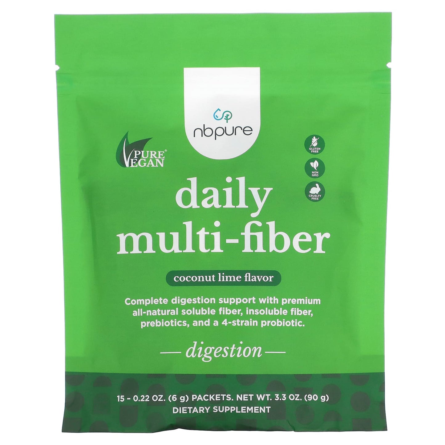 NB Pure, Daily Multi-Fiber, Coconut Lime, 15 Packets, 0.22 oz (6 g) Each - Image 1