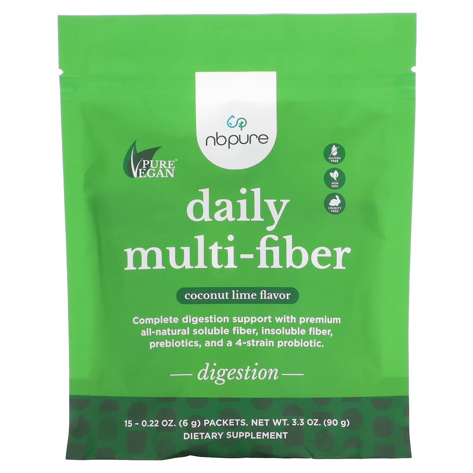NB Pure, Daily Multi-Fiber, Coconut Lime, 15 Packets, 0.22 oz (6 g) Each - Image 1