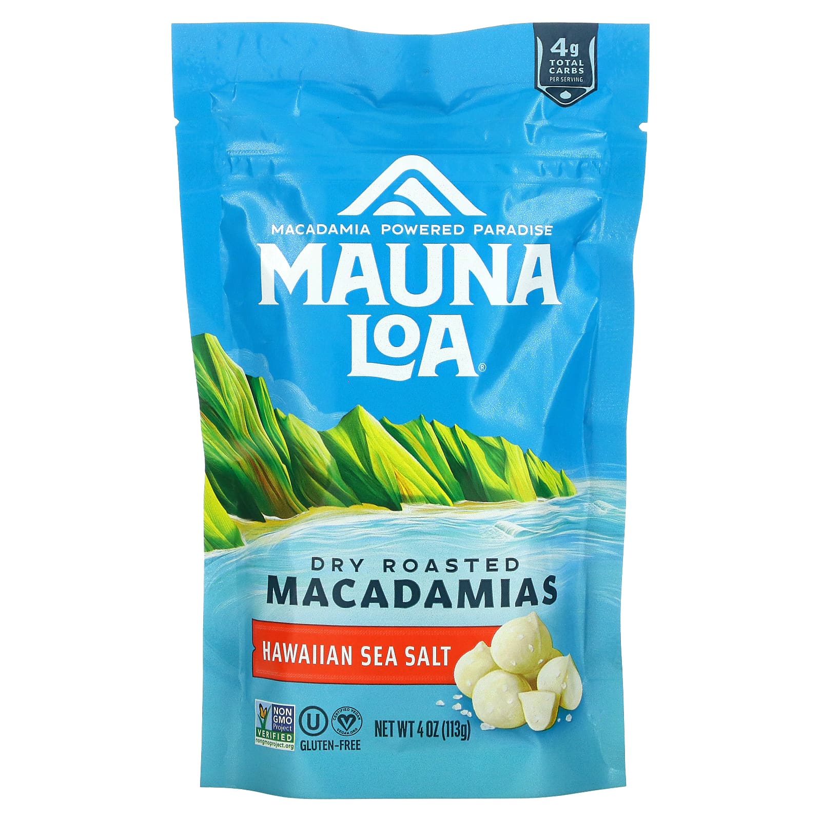 Mauna Loa, Dry Roasted Macadamias, Hawaiian Sea Salt, 4 oz (113 g) - Image 1