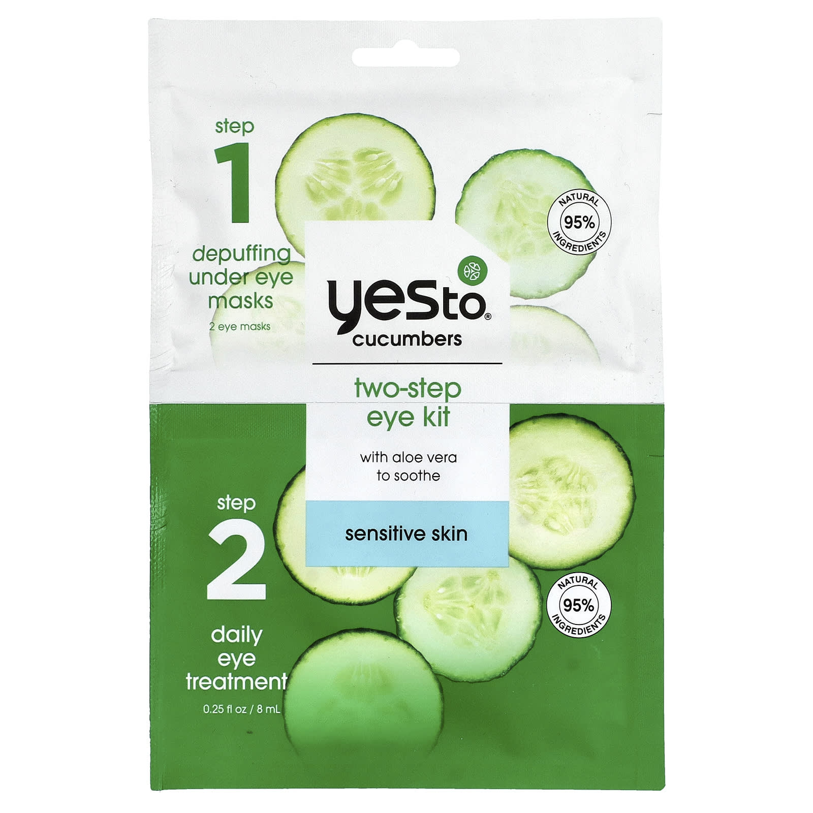 Yes To, Two-Step Eye Kit, Sensitive Skin, Cucumbers , 3 Piece Kit - Image 1