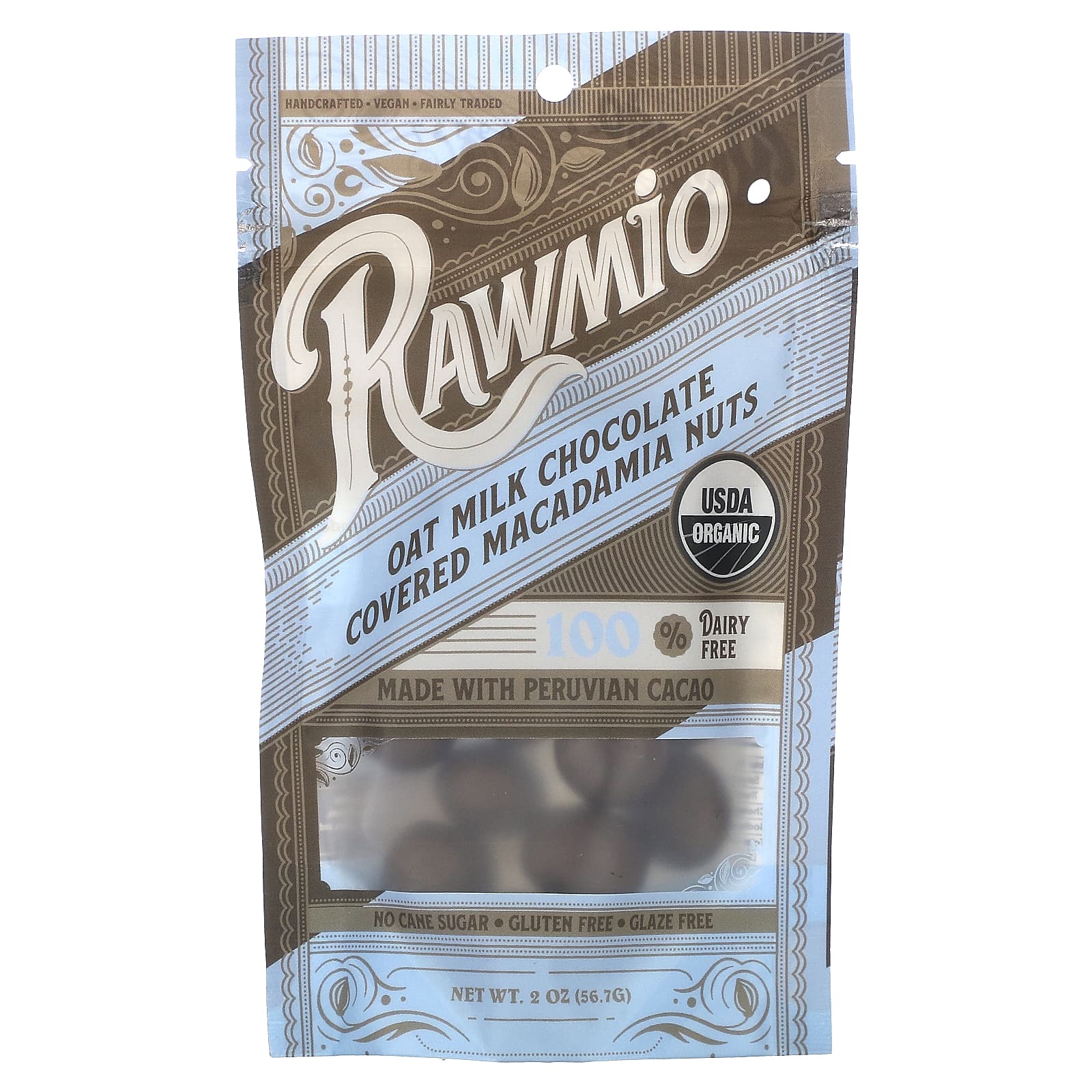 Rawmio, Oat Milk Chocolate Covered Macadamia Nuts, 2 oz (56.7 g) - Image 1