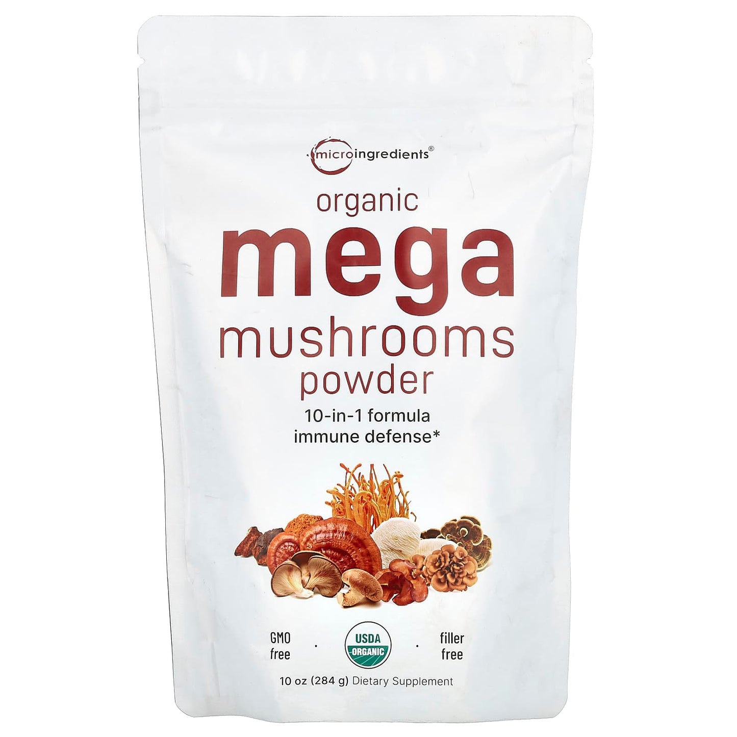 Micro Ingredients, Organic Mega Mushrooms Powder, 10 oz (284 g) - Image 1