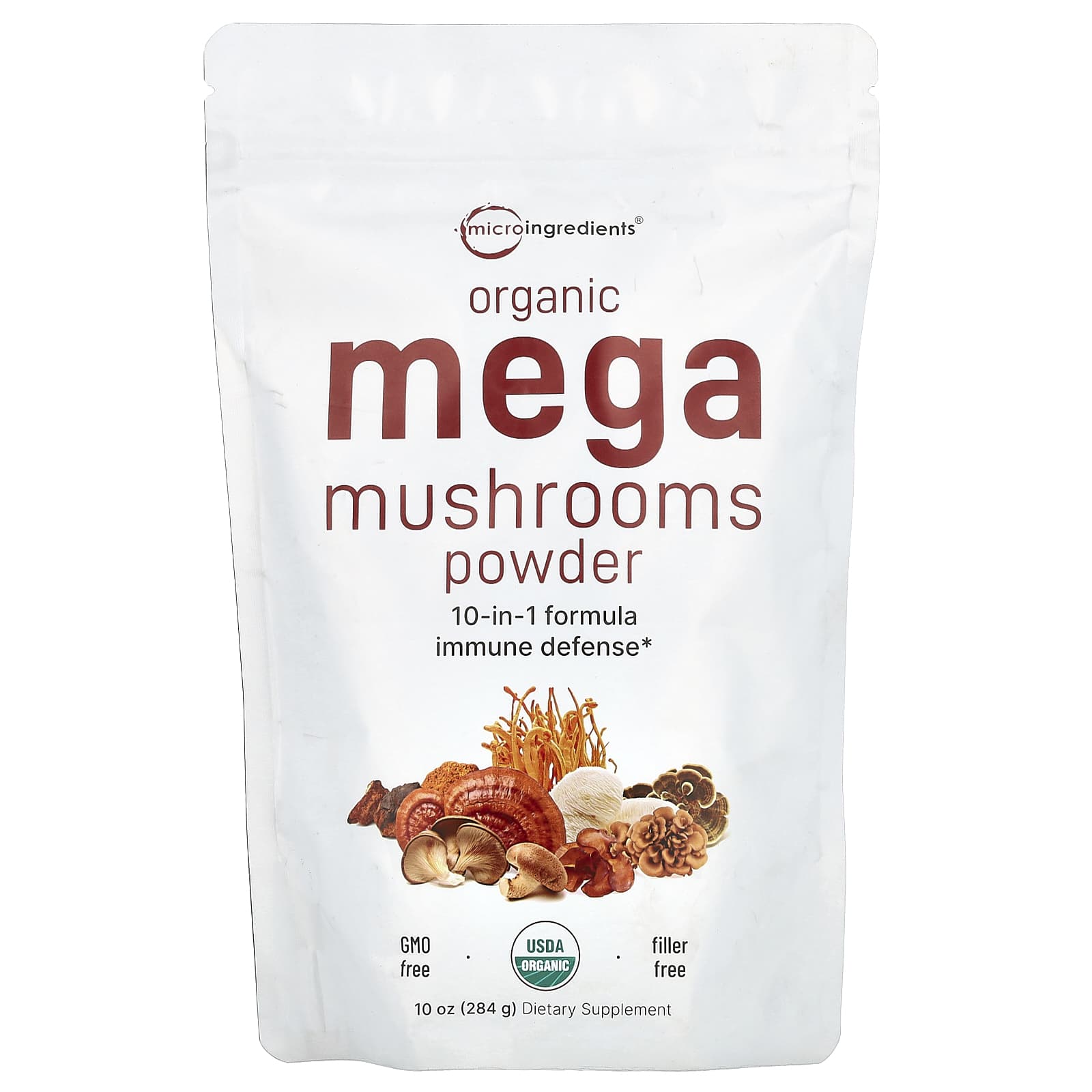 Micro Ingredients, Organic Mega Mushrooms Powder, 10 oz (284 g) - Image 1