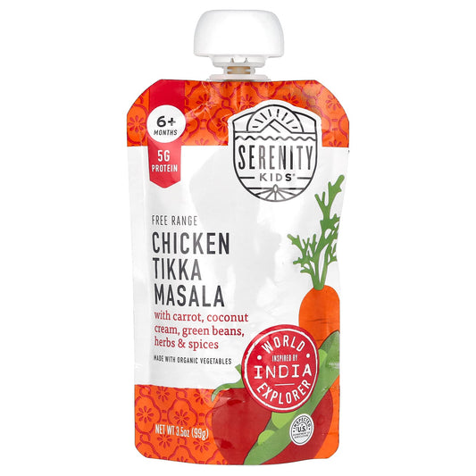 Serenity Kids, Chicken Tikka Masala with Carrot, Coconut Cream, Green Beans, Herbs & Spices, 6+ Months, 3.5 oz (99 g) - Image 1