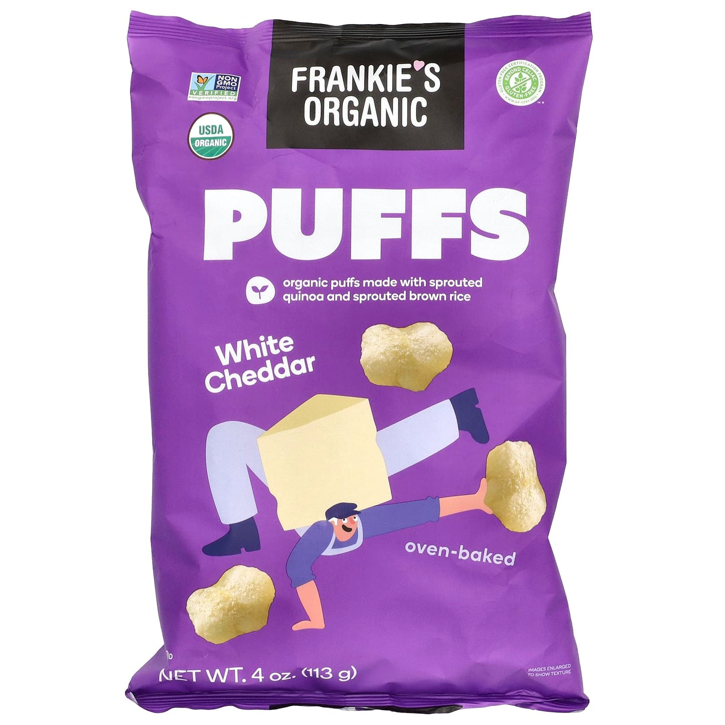 Organic White Cheddar Puffs by Frankie's - Non-GMO, Gluten-Free, Kosher - Image 1