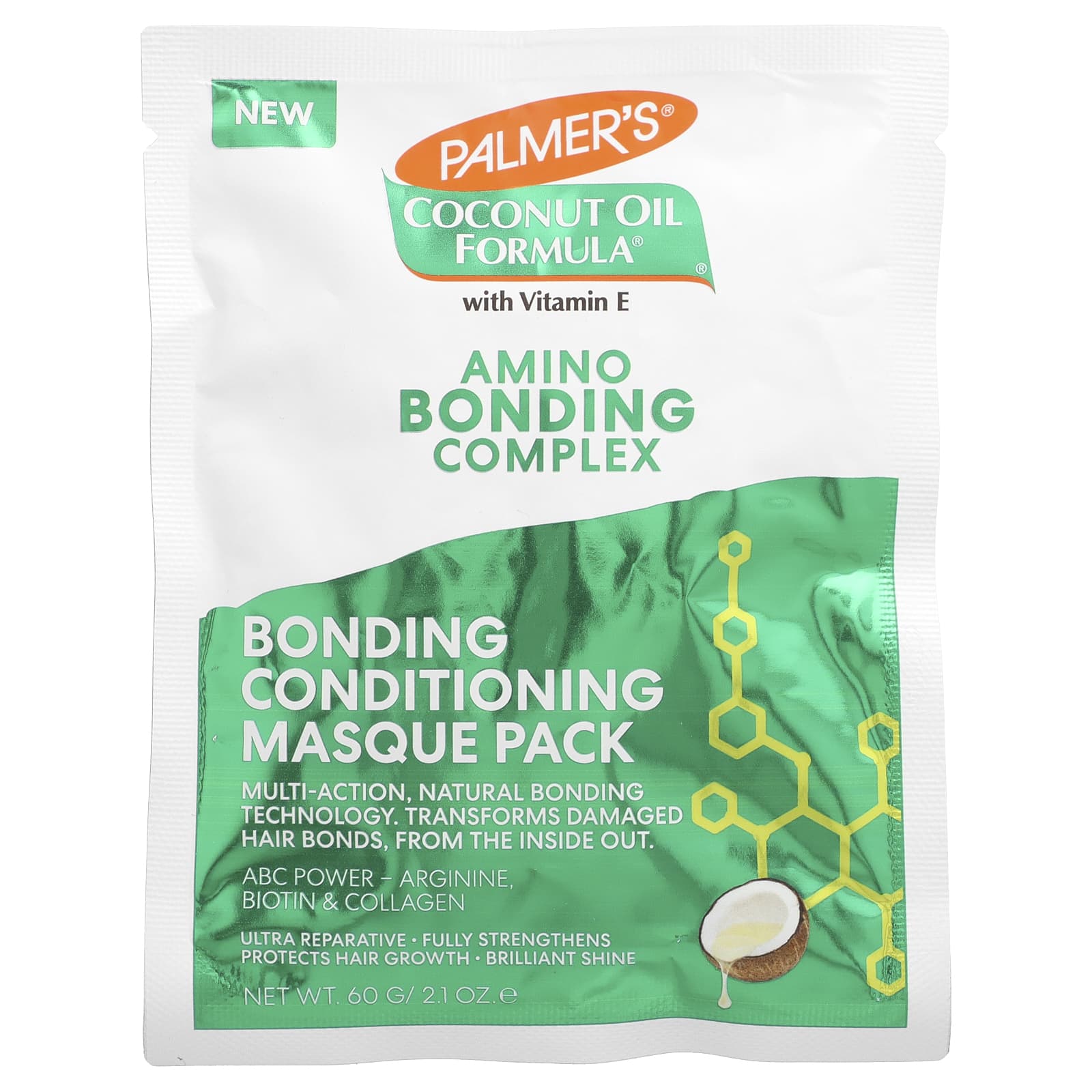 Palmer's, Coconut Oil Formula® with Vitamin E, Amino Bonding Complex, Bonding Conditioning Masque Pack, 2.1 oz (60 g) - Image 1