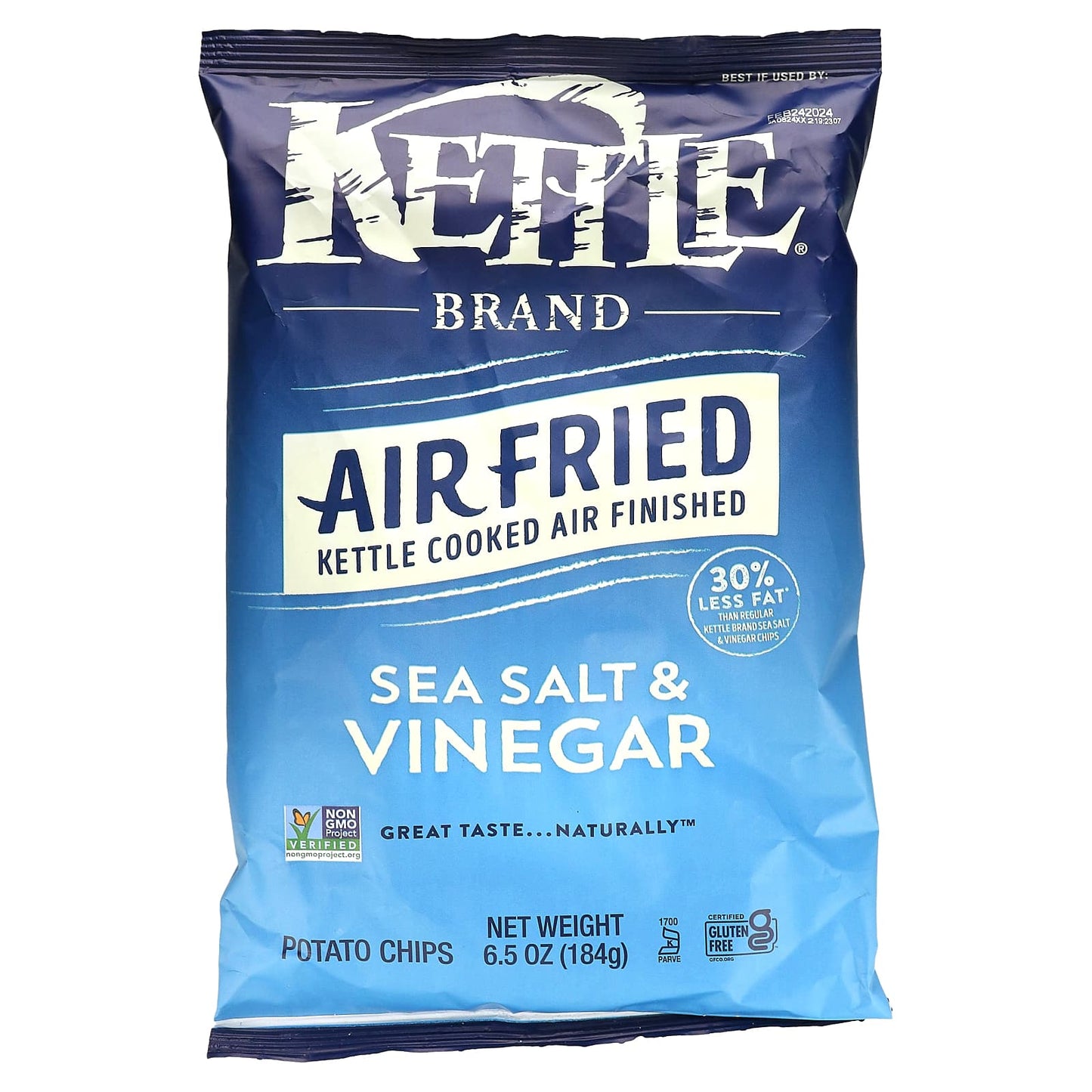 Kettle Foods, Air Fried Potato Chips, Sea Salt & Vinegar, 6.5 oz (184 g) - Image 1