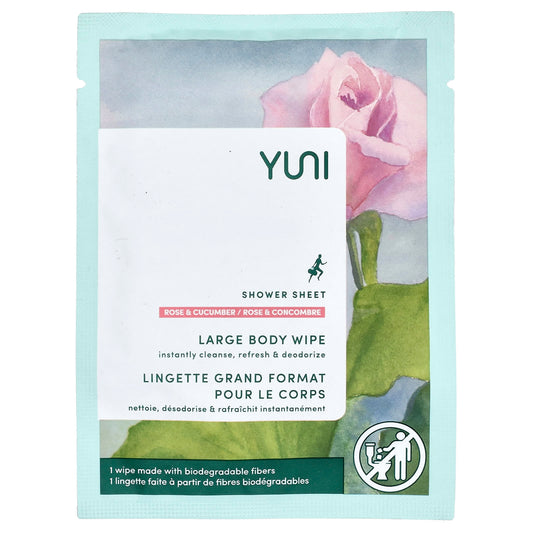 Yuni Beauty, Shower Sheet, Rose & Cucumber, 1 Wipe - Image 1