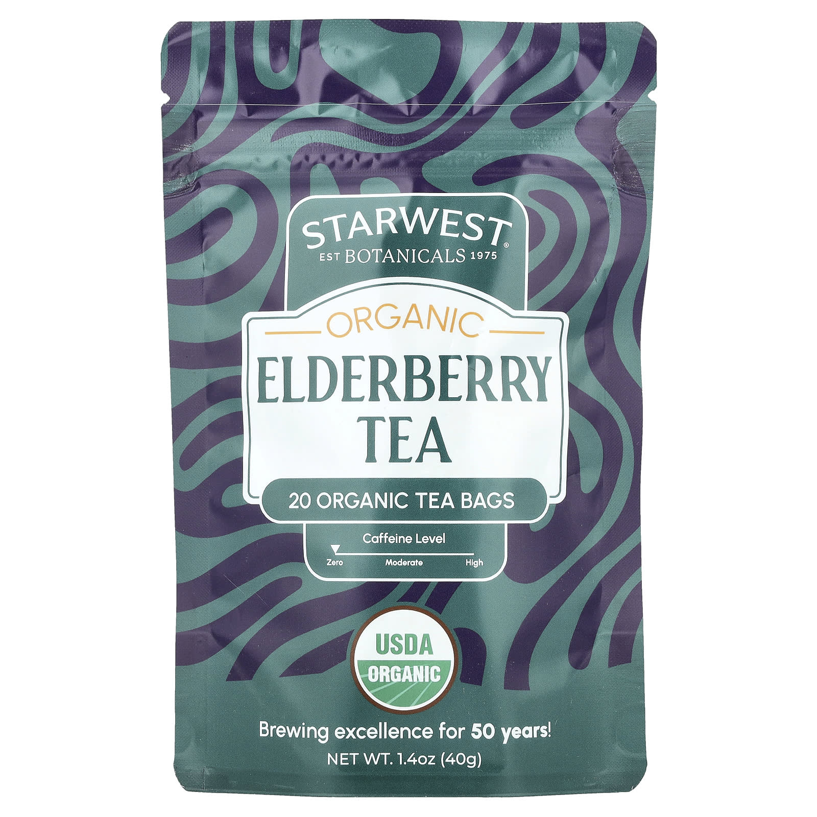 Starwest Botanicals, Organic Elderberry Tea, 20 Tea Bags, 1.4 oz (40 g) - Image 1