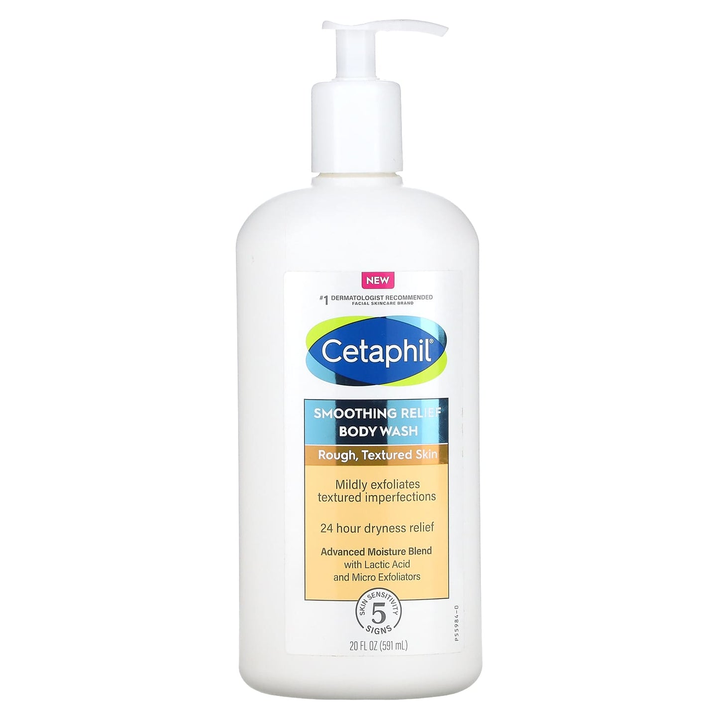 Cetaphil Smoothing Relief Body Wash, 20 fl oz, Gentle Exfoliation & 24hr Dryness Relief - Image 1