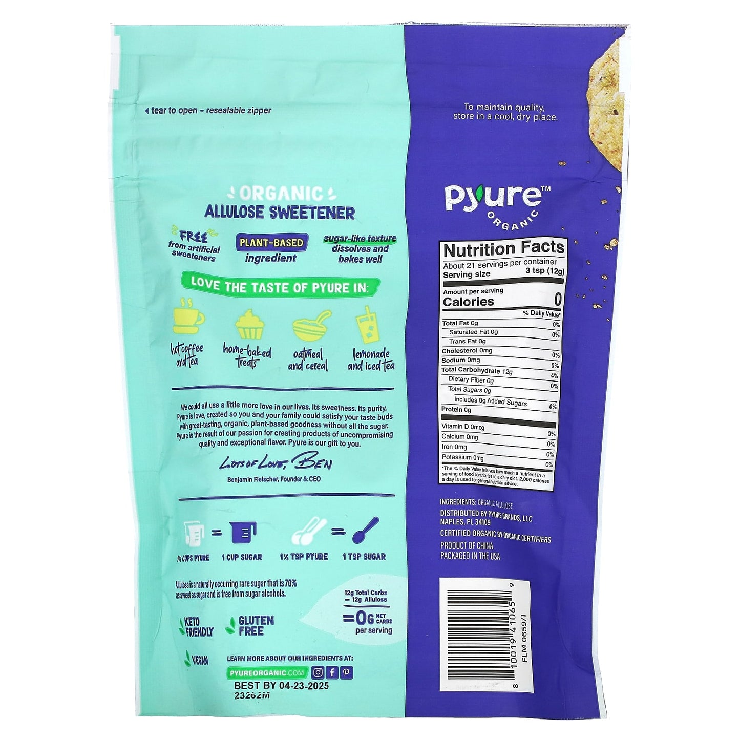 Pyure, Organic Allulose Sweetener, 9 oz (255 g) - Image 2