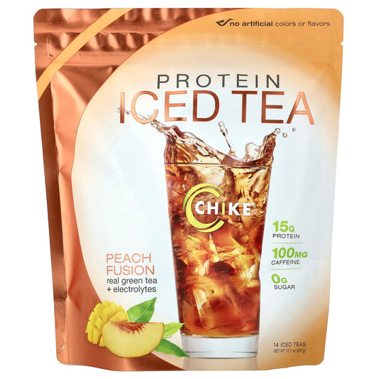Peach Fusion Protein Iced Tea by Chike Nutrition, 15g Protein, 100mg Caffeine - Image 1
