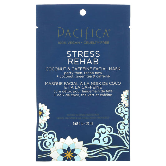 Pacifica, Stress Rehab, Coconut & Caffeine Beauty Facial Mask , 1 Sheet Mask, 0.67 fl oz (20 ml) - Image 1