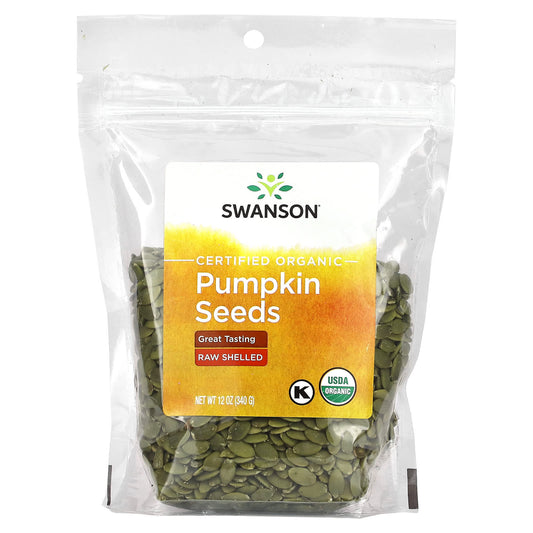 Swanson, Certified Organic Pumpkin Seeds, Raw Shelled, 12 oz (340 g) - Image 1