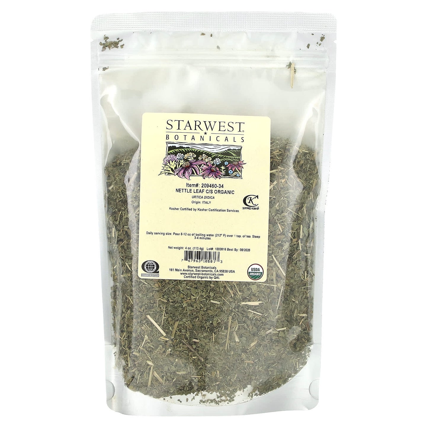 Starwest Botanicals, Organic Nettle Leaf Tea, Cut and Sift, 4 oz (113.4 g) - Image 2