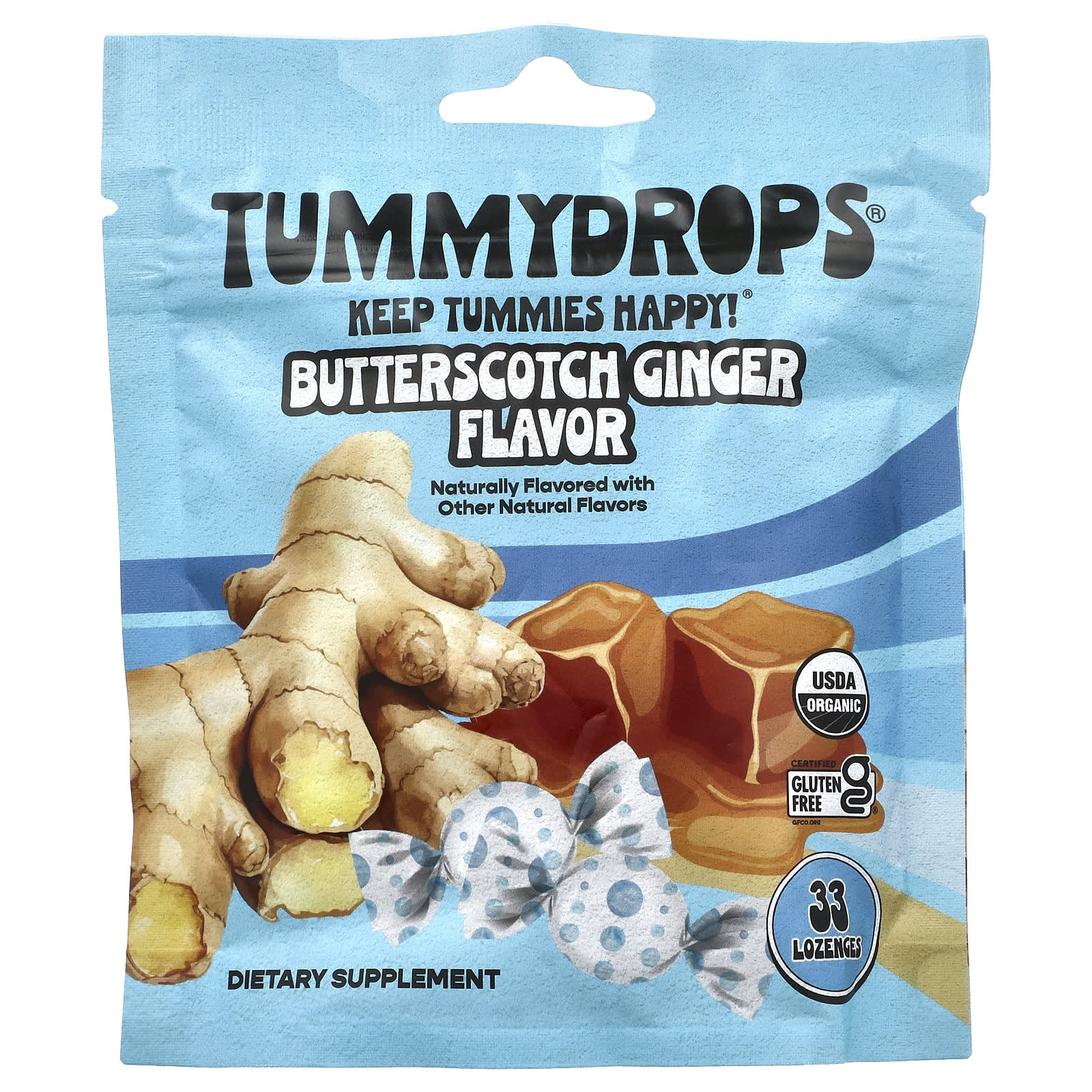 Tummydrops, Butterscotch Ginger, 33 Lozenges - Image 1