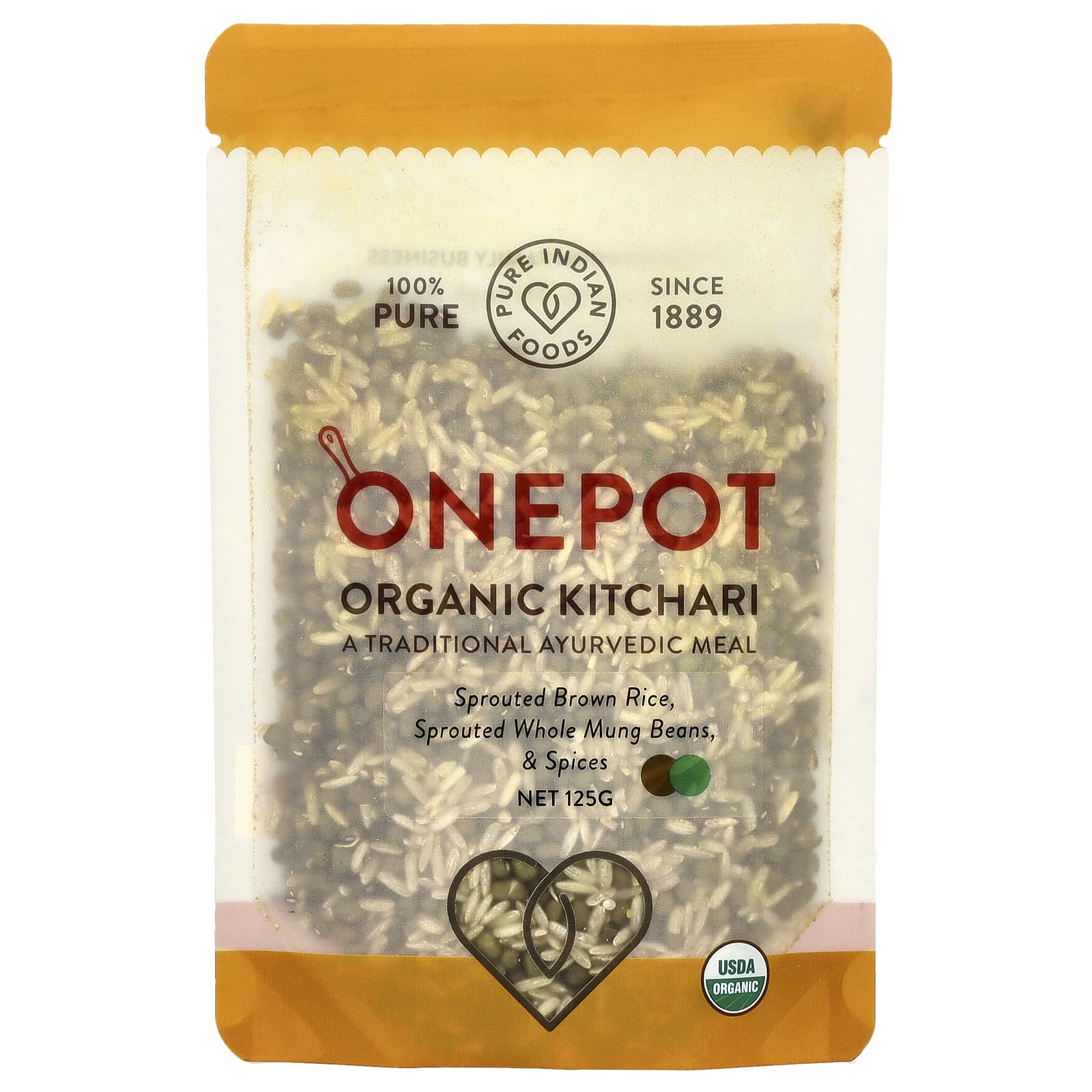 Pure Indian Foods, OnePot, Organic Kitchari, Sprouted Brown Rice, Sprouted Whole Mung Beans, & Spices, 125 g - Image 1