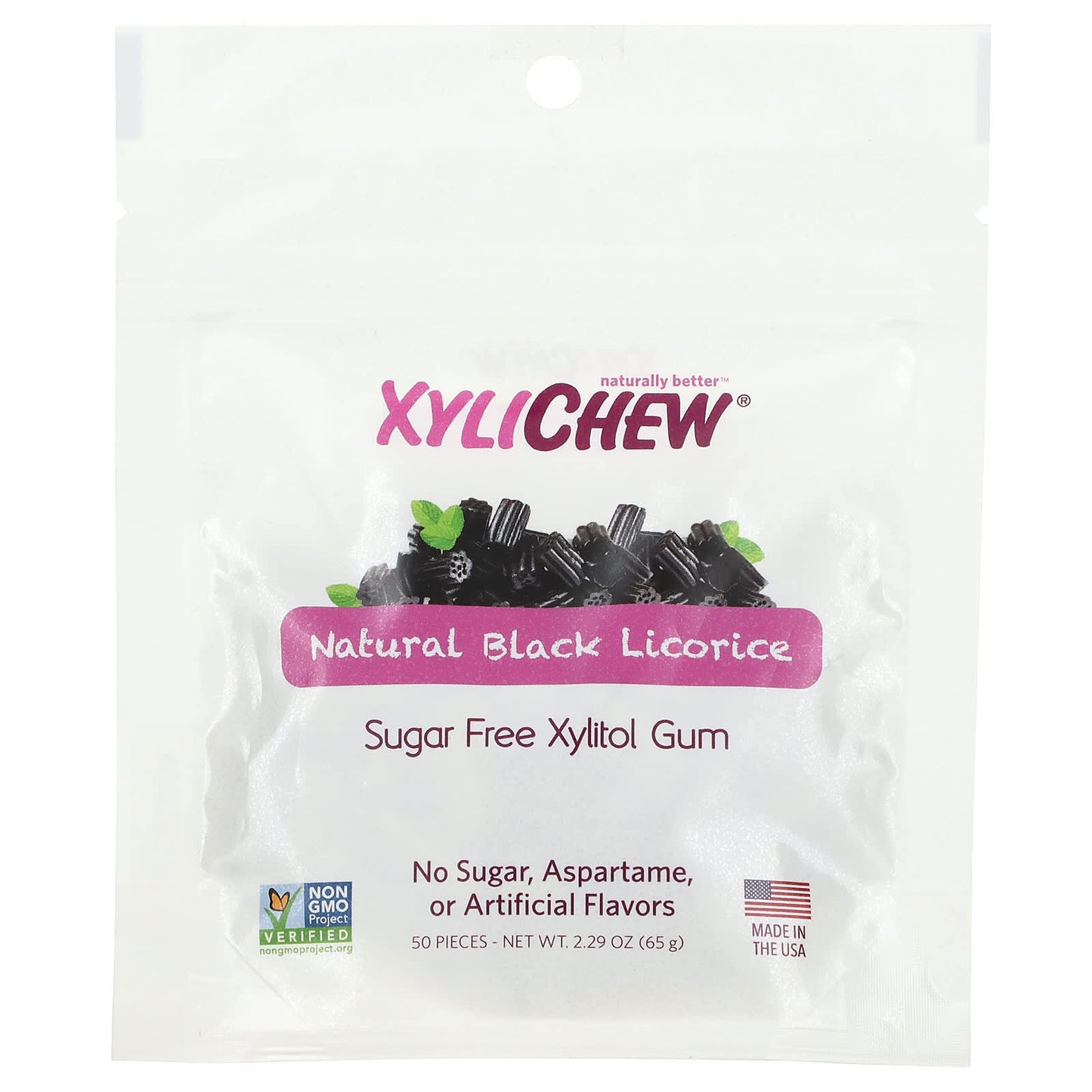 XyliDENT, Xylichew, Natural Black Licorice, 50 Pieces, 2.29 oz (65 g) - Image 1