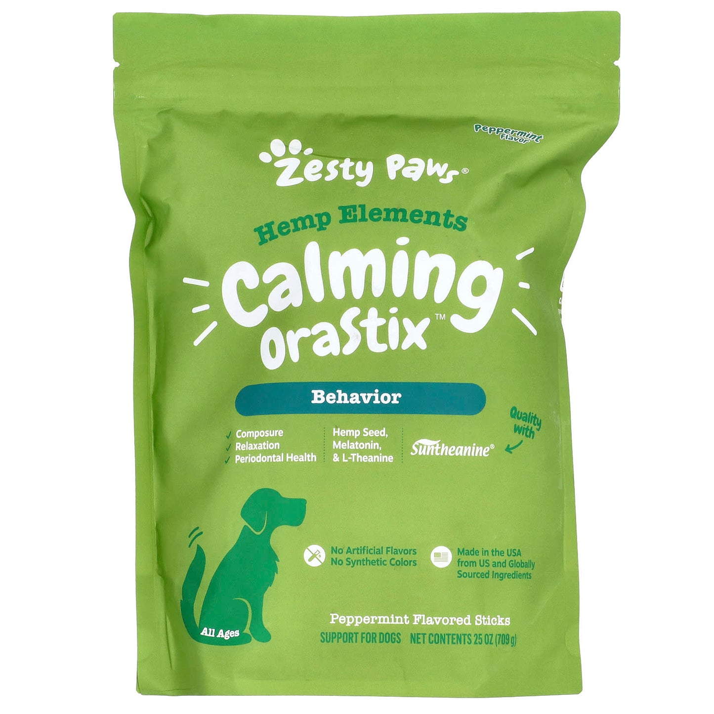 Zesty Paws, Hemp Elements, Calming Orastix, For Dogs, All Ages, Peppermint , 25 oz (709 g) - Image 1
