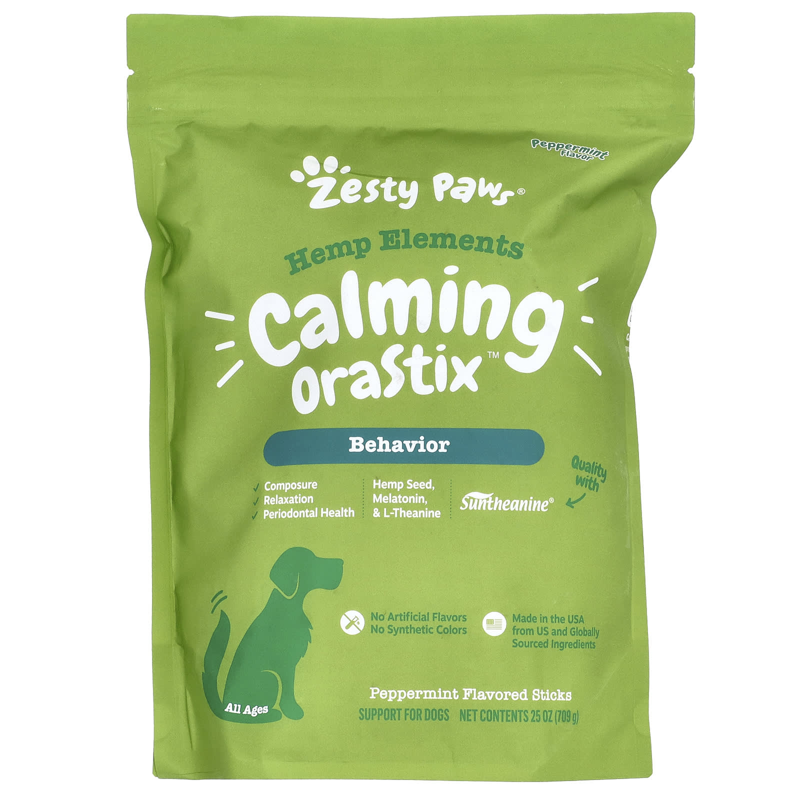 Zesty Paws, Hemp Elements, Calming Orastix, For Dogs, All Ages, Peppermint , 25 oz (709 g) - Image 1