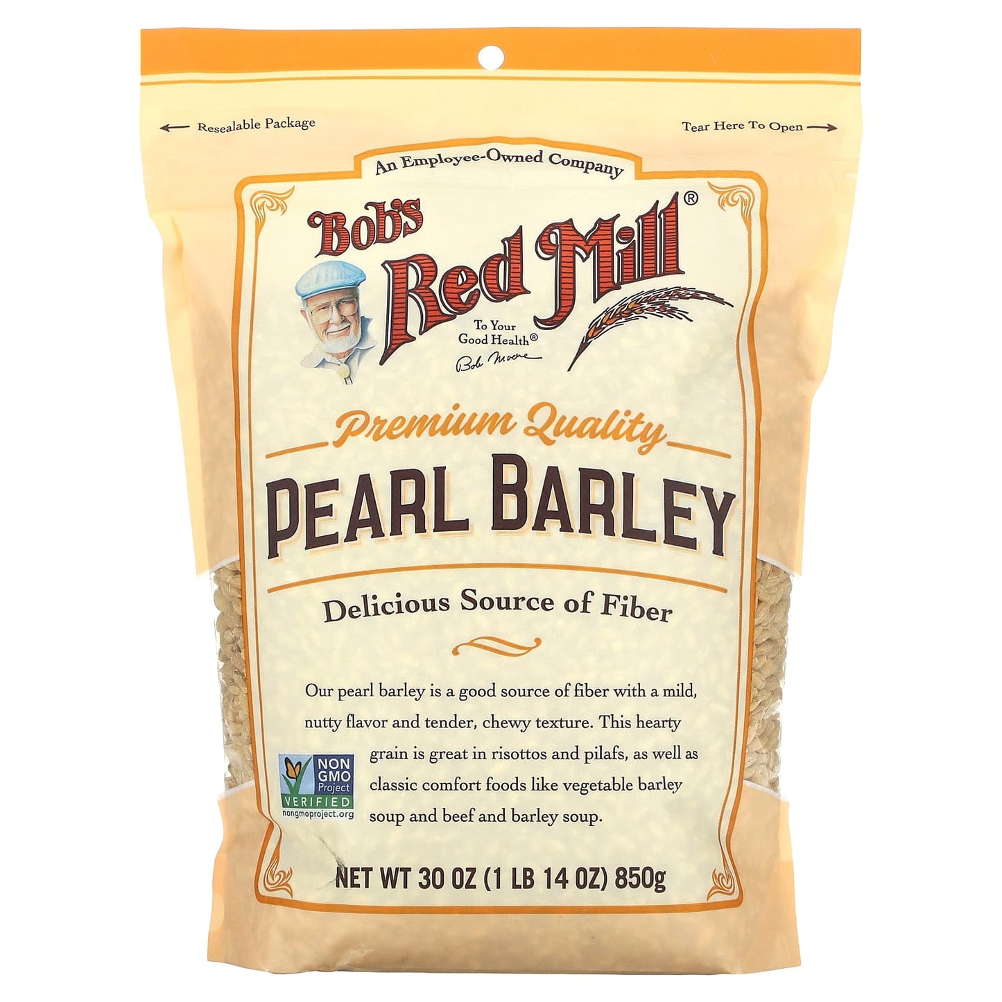 Bob's Red Mill Pearl Barley, 1 lb 14 oz (850g) - High Fiber, Non-GMO - Image 1