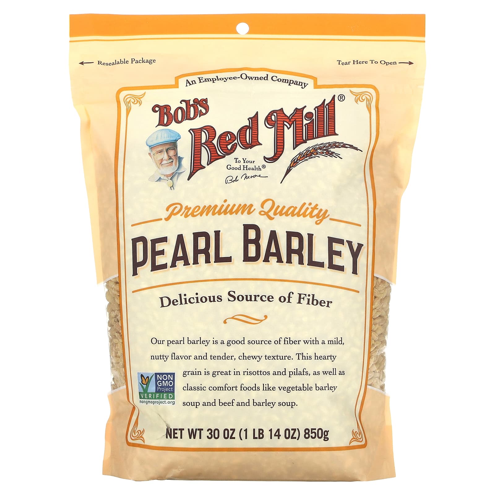 Bob's Red Mill Pearl Barley, 1 lb 14 oz (850g) - High Fiber, Non-GMO - Image 1