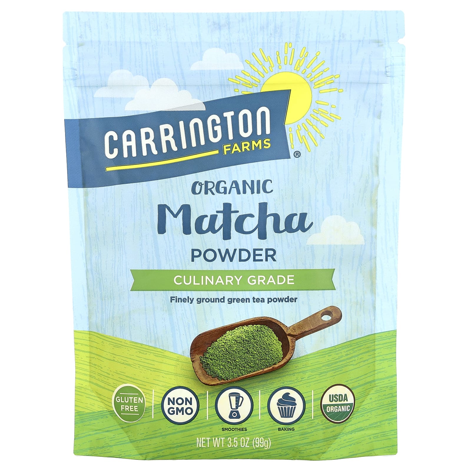 Boost Energy with USDA Organic Matcha Powder by Carrington Farms, 3.5 oz - Image 1