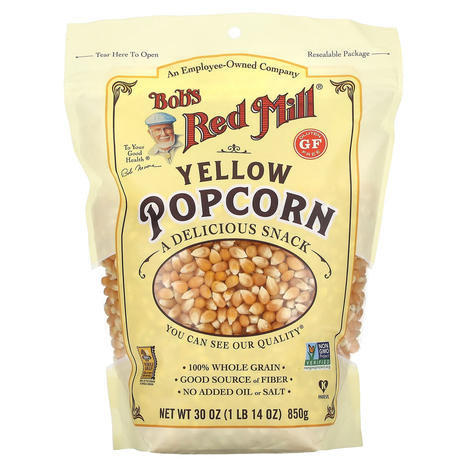 Bob's Red Mill 100% Whole Grain Yellow Popcorn, 1 lb 14 oz - Delicious & Healthy Snack - Image 1
