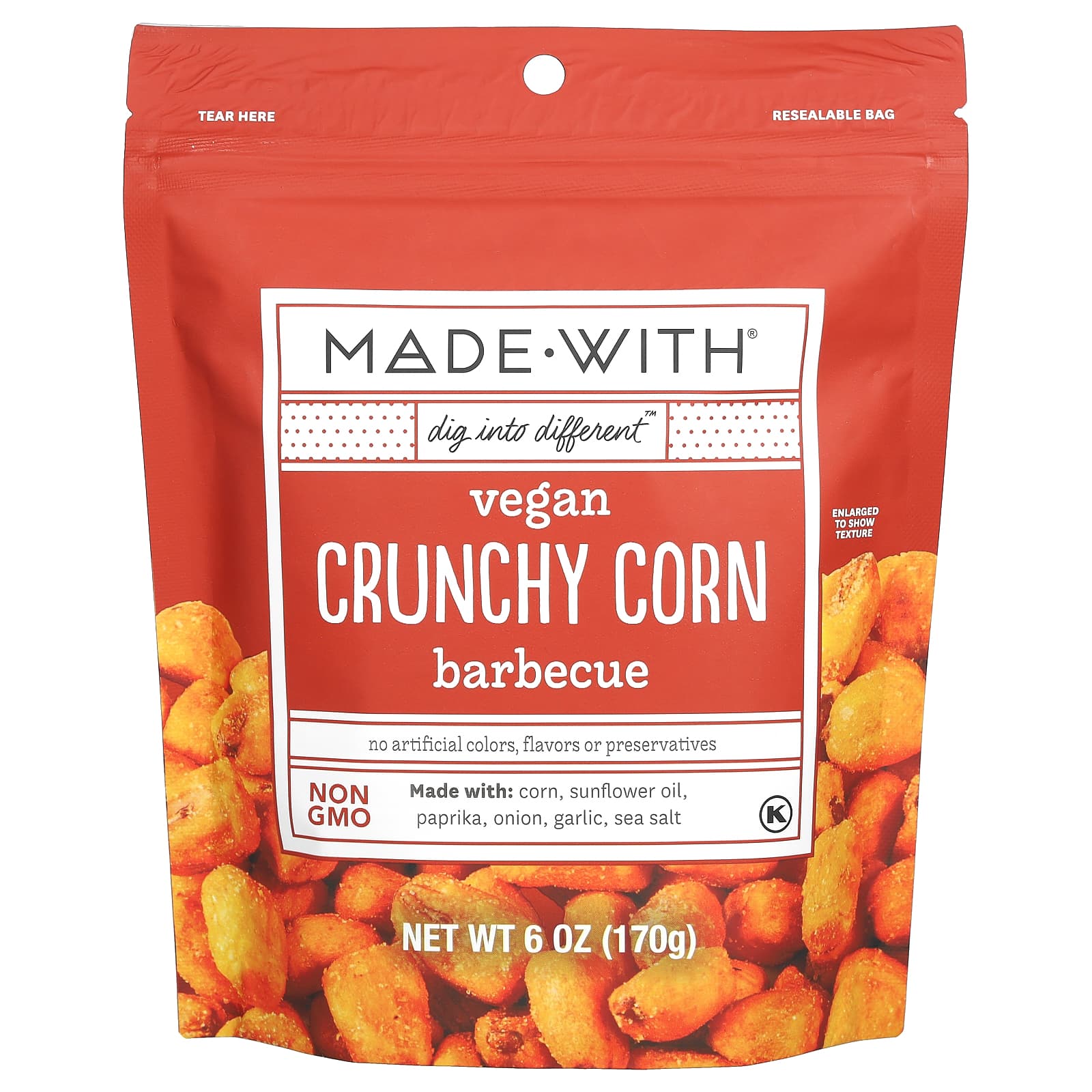 Made With, Vegan Crunchy Corn, Barbecue, 6 oz (170 g) - Image 1