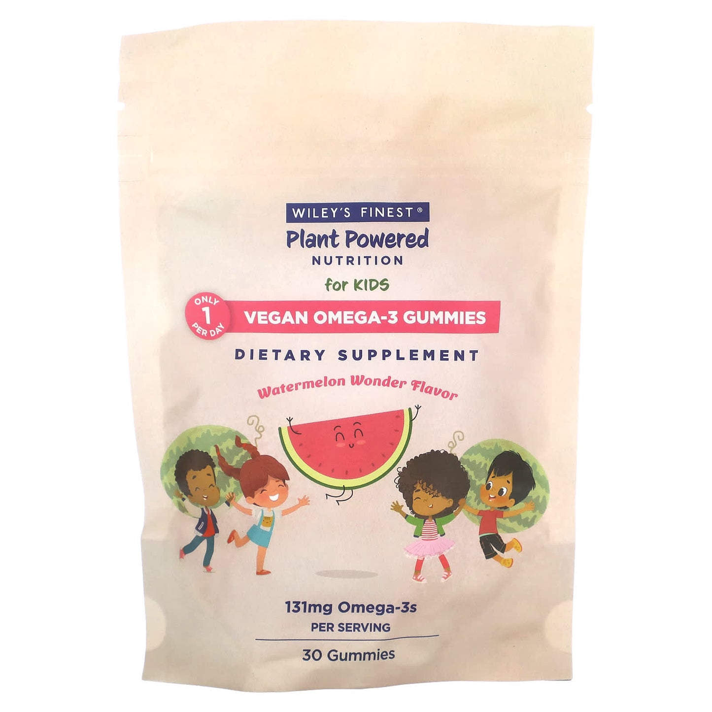 Wiley's Finest, Plant Powered Nutrition, Vegan Omega-3 Gummies, For Kids, Watermelon Wonder, 131 mg, 30 Gummies - Image 1