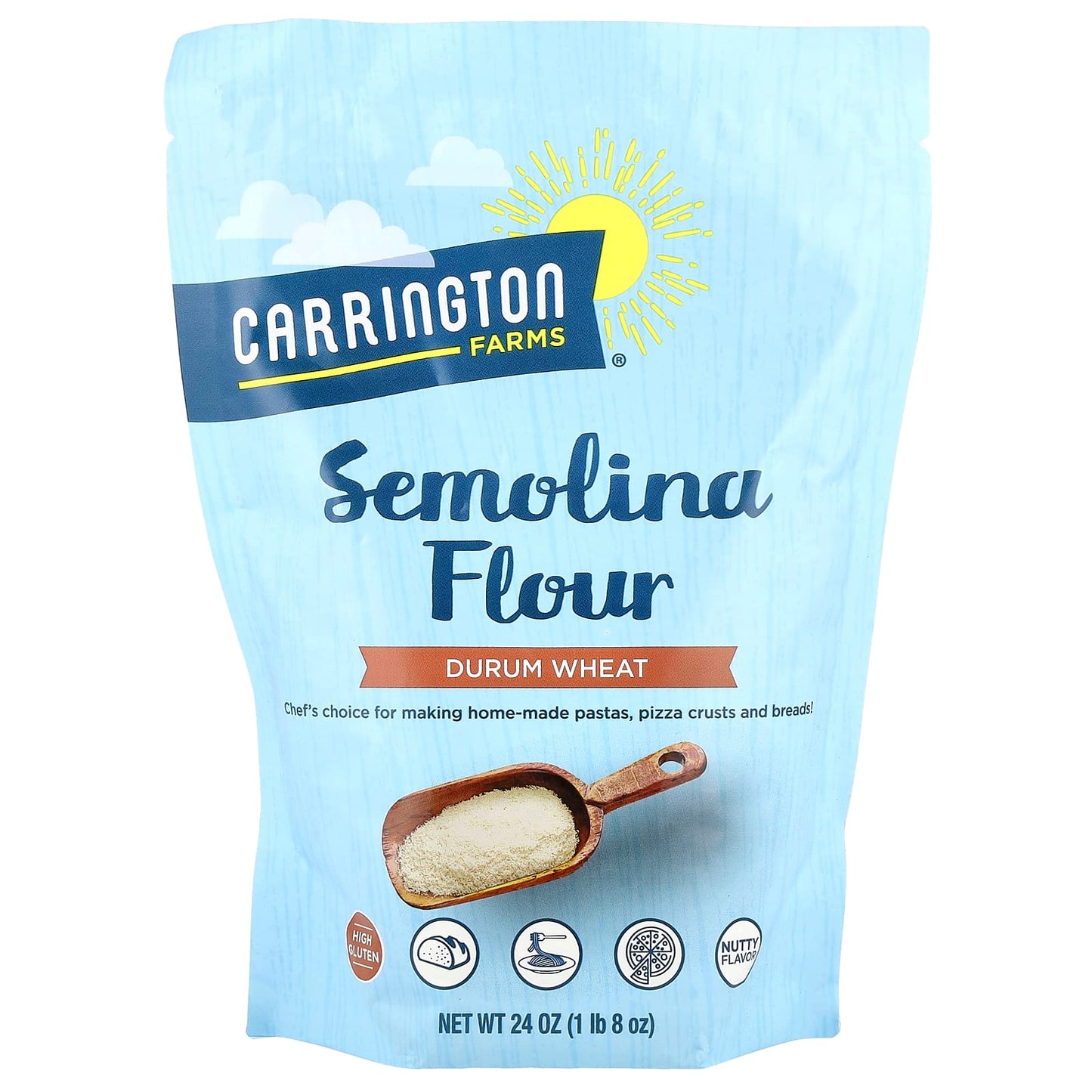 Semolina Flour by Carrington Farms - High Gluten Durum Wheat Flour - Image 1