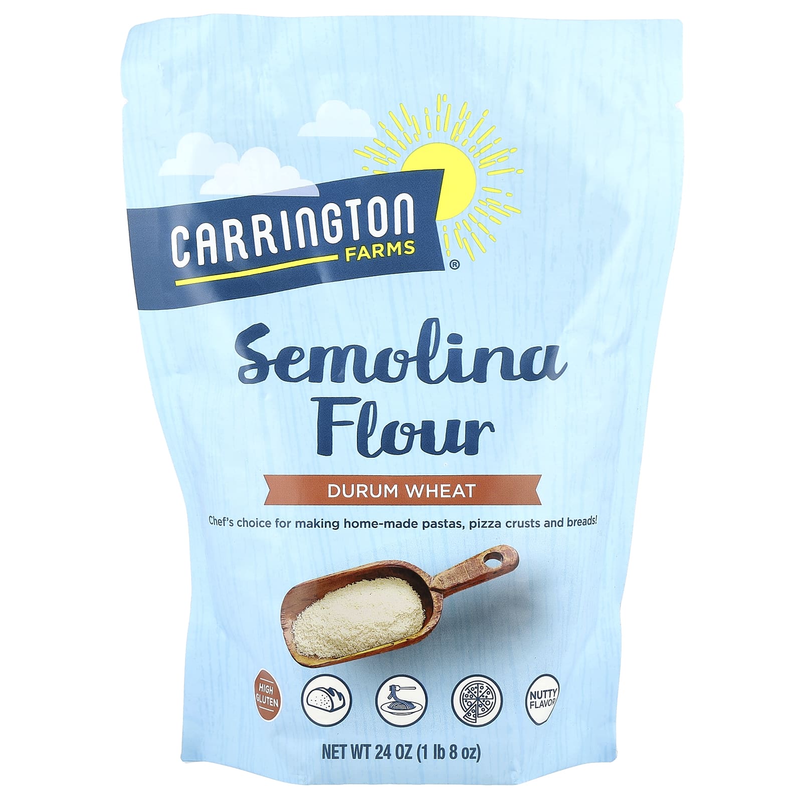 Semolina Flour by Carrington Farms - High Gluten Durum Wheat Flour - Image 1