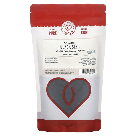 Pure Indian Foods, Organic Whole Black Seed , 8 oz (226 g) - Image 1