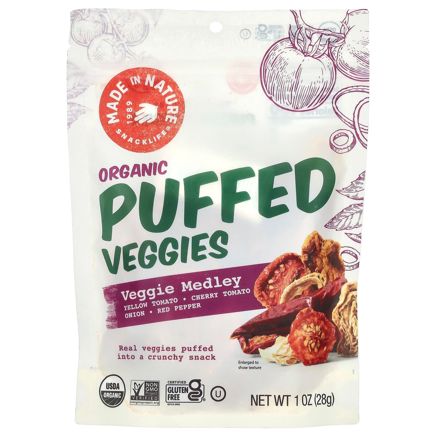 Made in Nature, Organic Puffed Veggies, Veggie Medley, 1 oz (28 g) - Image 1
