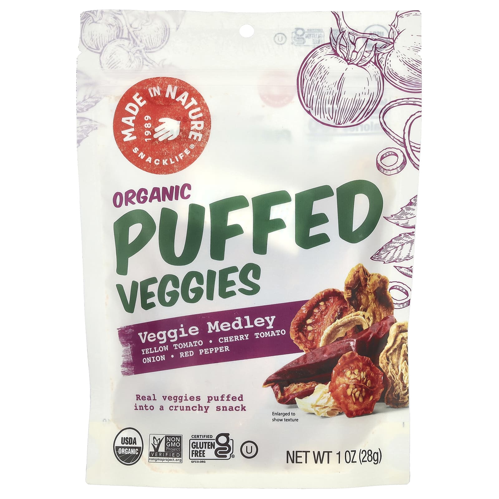 Made in Nature, Organic Puffed Veggies, Veggie Medley, 1 oz (28 g) - Image 1