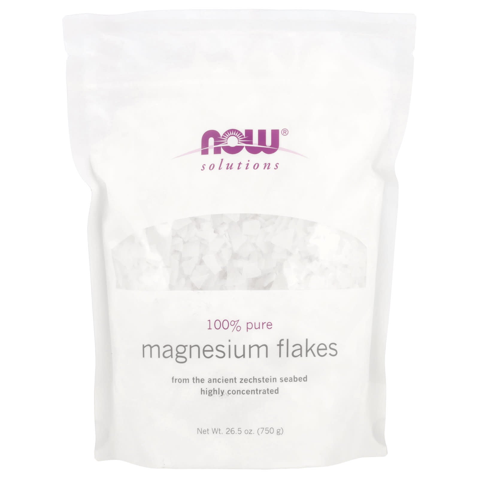 NOW Foods, Solutions, Magnesium Flakes, 26.5 oz (750 g) - Image 1