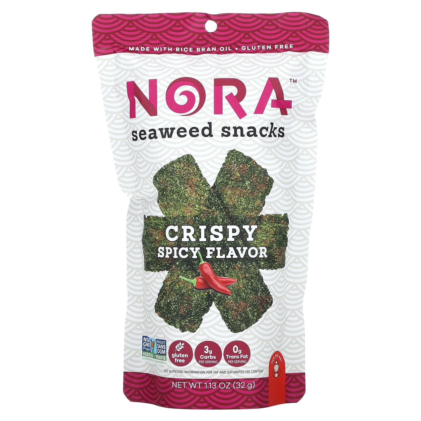 Nora Snacks, Seaweed Snacks, Crispy Spicy, 1.13 oz (32 g) - Image 1