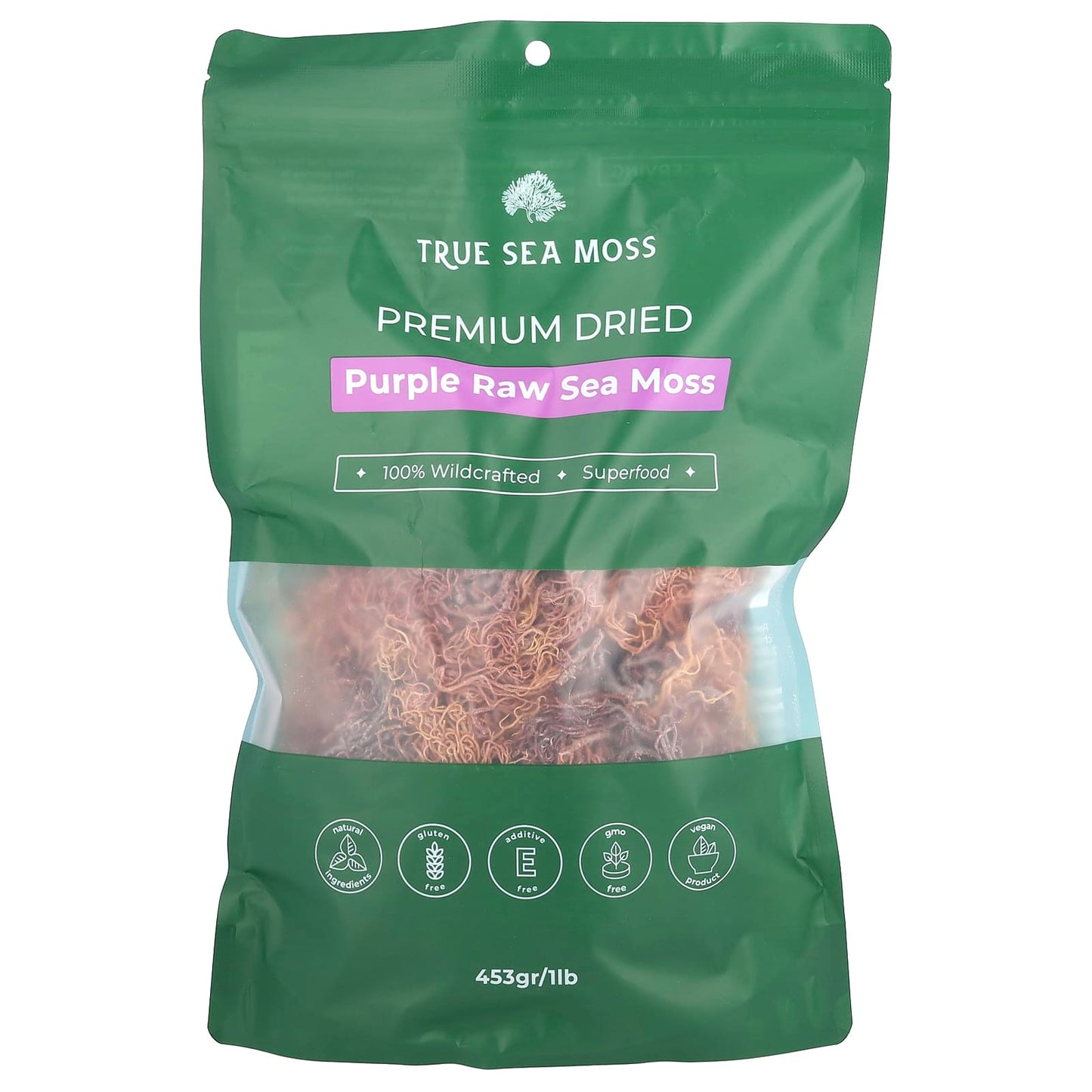 True Sea Moss, Purple Raw Sea Moss , 1 lb (453 g) - Image 1