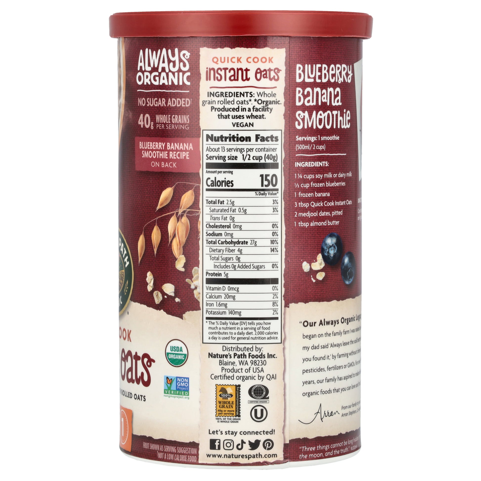 Nature's Path, Organic Quick Cook Instant Oats, 18 oz (510 g) - Image 2