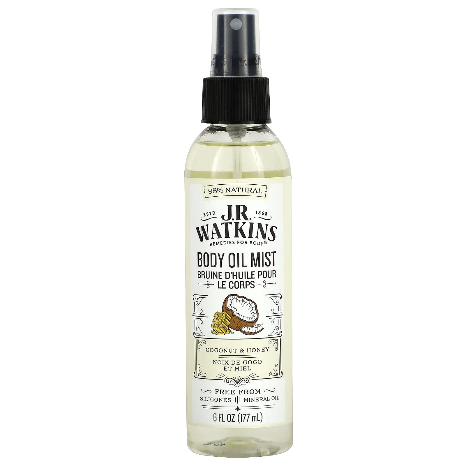 Natural Body Oil Mist by J R Watkins - 98% Natural Coconut & Honey - Image 1