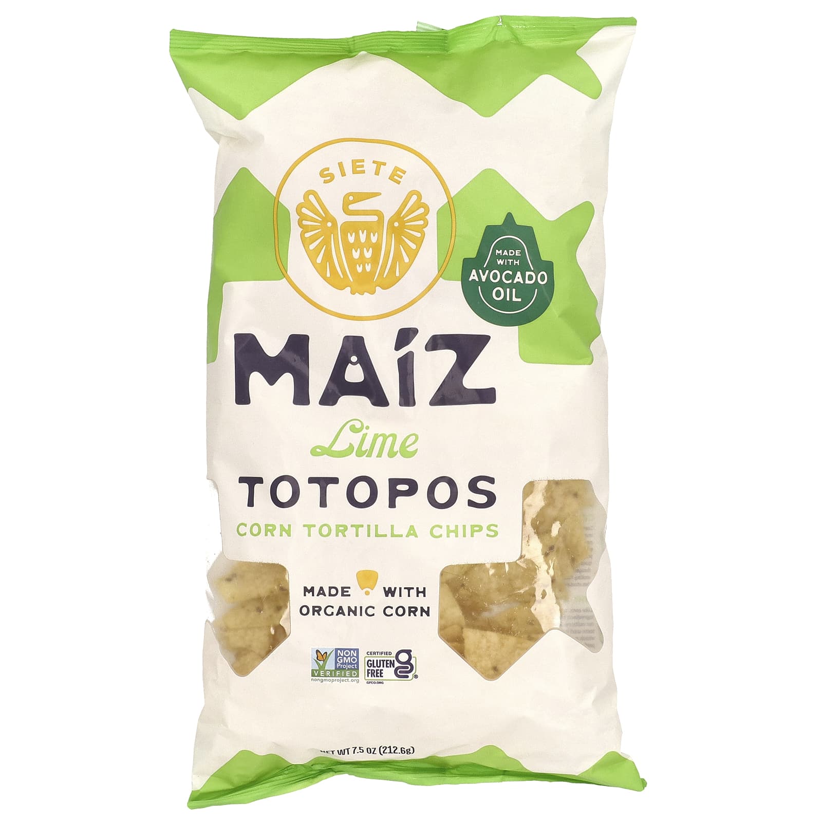 Siete, Maiz Totopos Corn Tortilla Chips, Lime , 7.5 oz (212.6 g) - Image 1