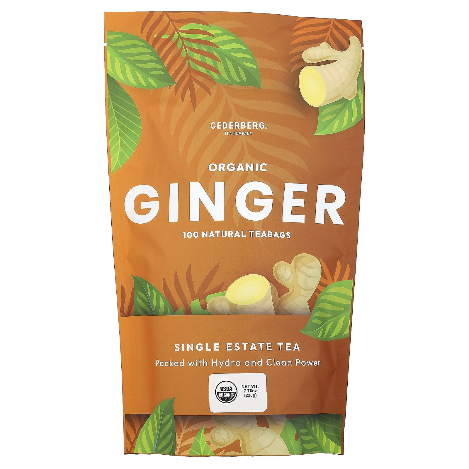 Cederberg Tea Co Organic Ginger, Caffeine Free, 220g, 100 Tea Bags - Image 1