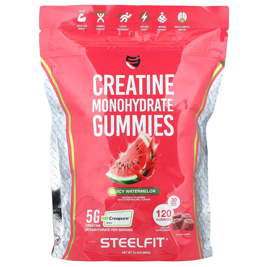 SteelFit, Creatine Monohydrate Gummies, Juicy Watermelon, 120 Gummies - Image 1