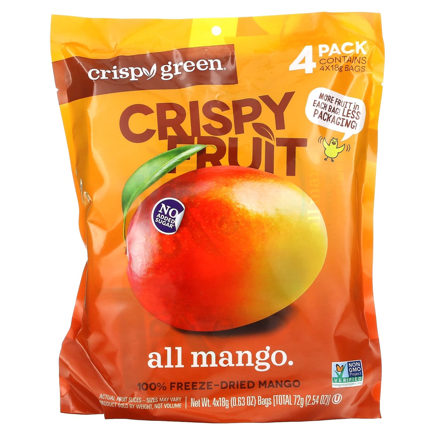 Crispy Freeze-Dried Mango Snacks, 4 Pack, 0.63 oz Each - Image 1