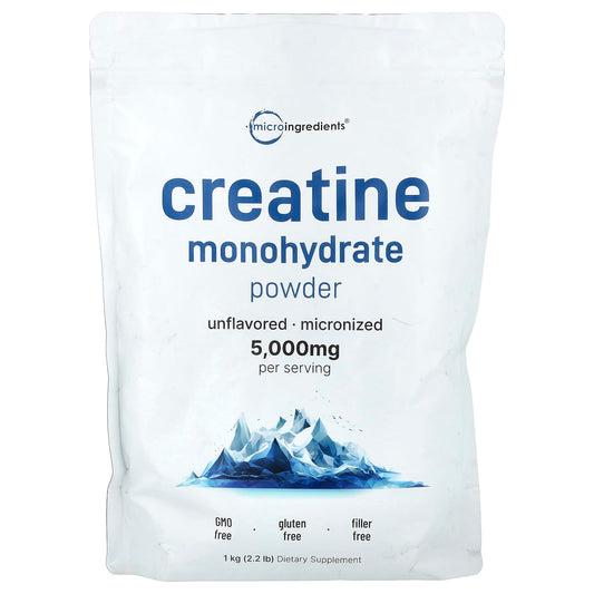 Micro Ingredients, Creatine Monohydrate Powder, Unflavored, 2.2 lb (1 kg) - Image 1