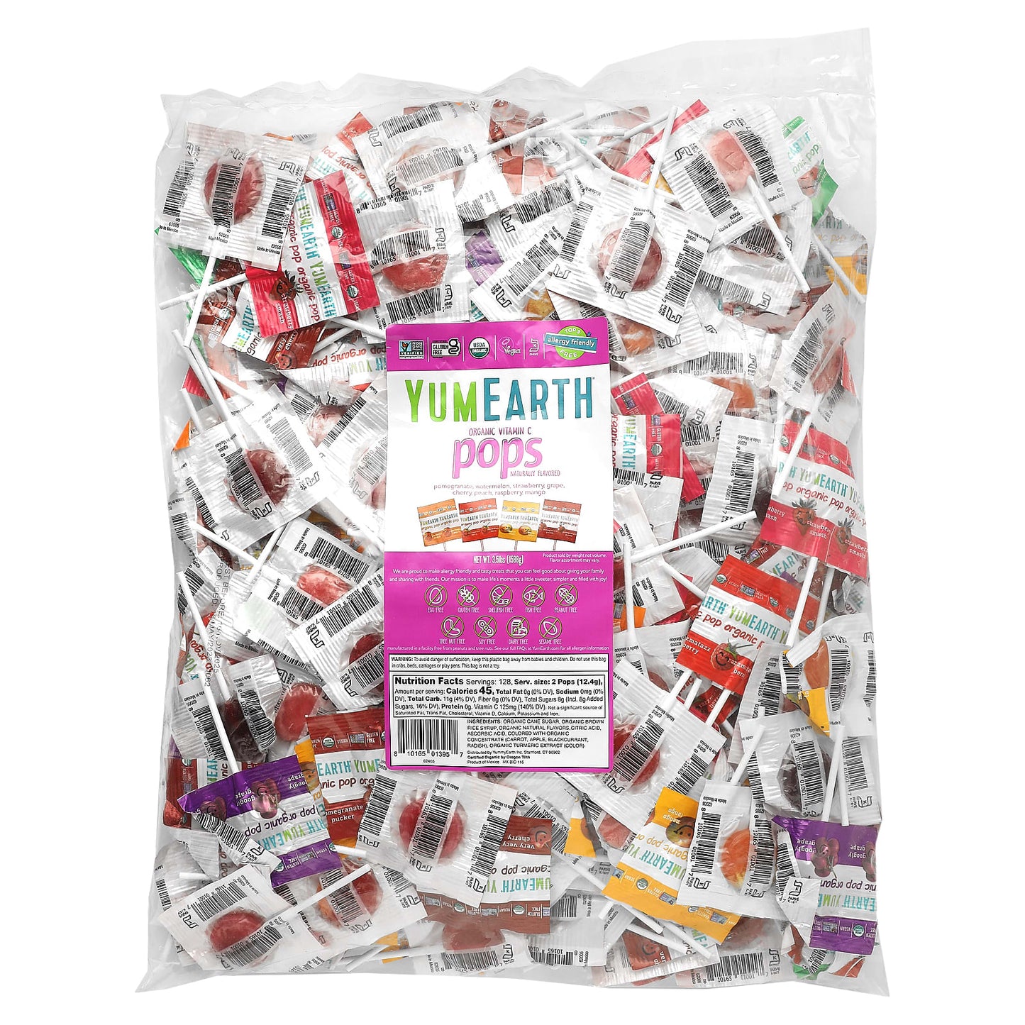 YumEarth, Organic Pops, Vitamin C, Assorted , 3.5 lbs (1,588 g) - Image 1